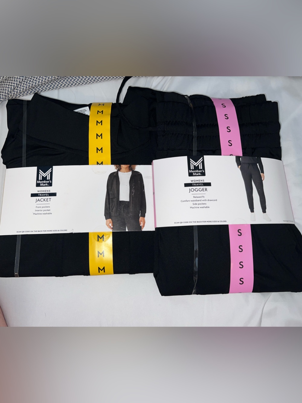 Member's Mark Women's Black Long Sleeve Jacket & Jogger Set jacket M pants Small